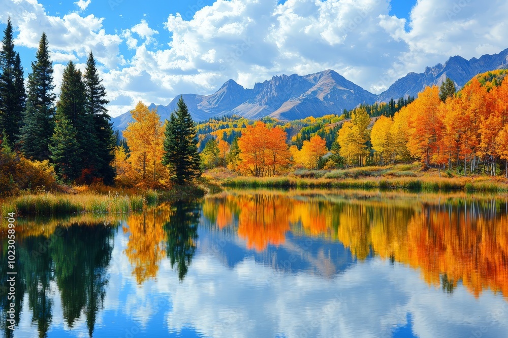 Serene Mountain Lake with Mirror-Like Surface