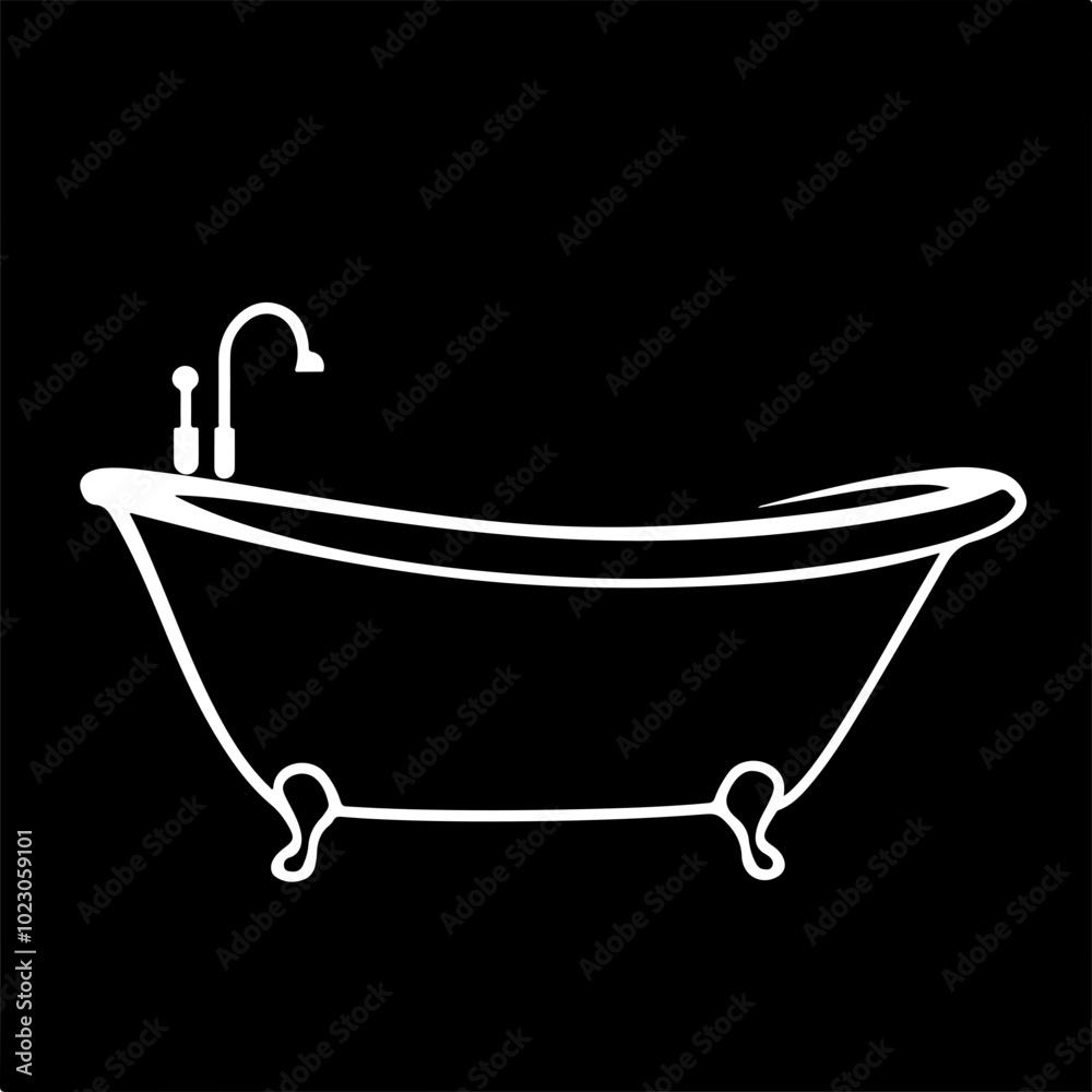 Minimalist Vector Illustration of a Bathtub Minimalist Vector Illustration of a Bathtub