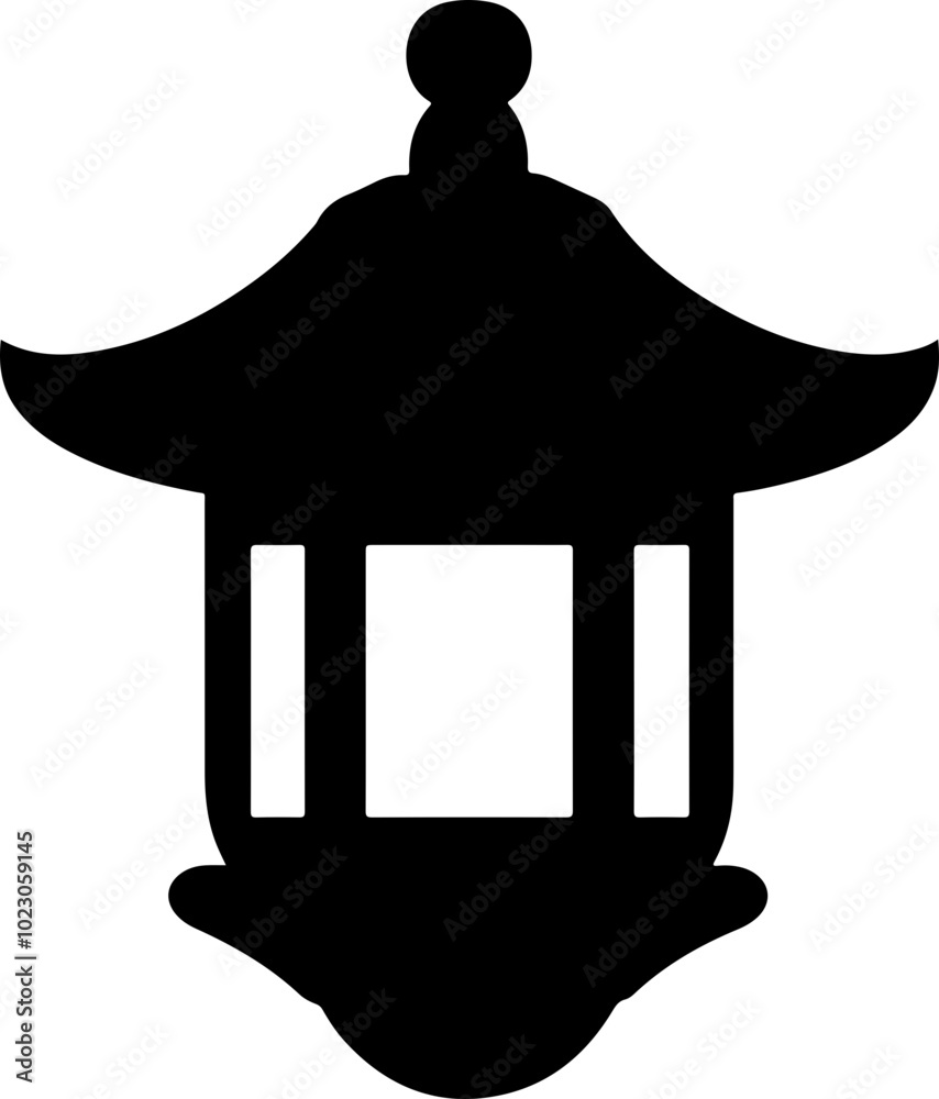 Elegant Silhouette of a Traditional Asian Lantern Elegant Silhouette of a Traditional Asian Lantern