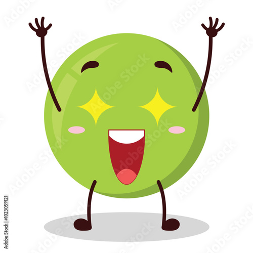 cute excited expression of pea cartoon character