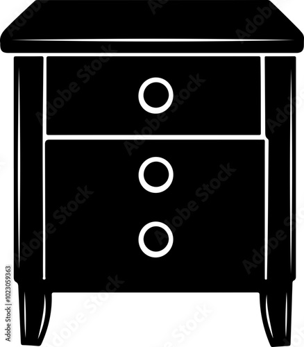 Stylish Vector Nightstand with Three Drawers