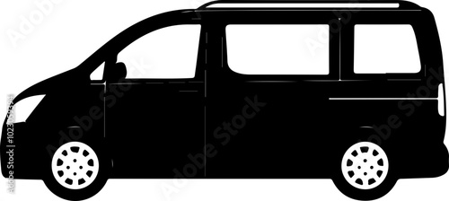 Black Van Silhouette Vector Illustration