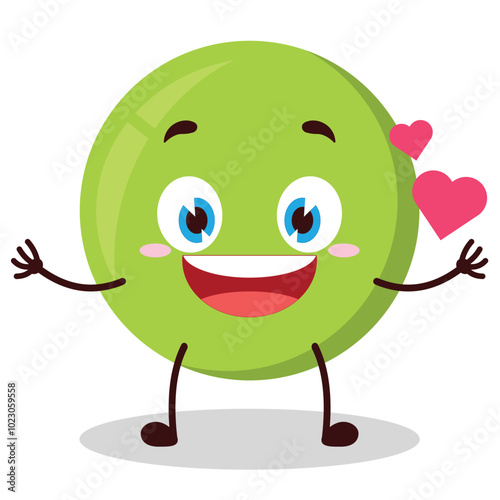 cute fall in love expression of pea cartoon character
