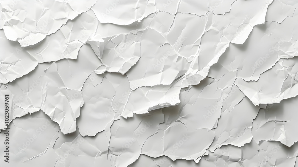 Crumpled white paper with a texture of many folds and creases. Crumpled white paper with a texture of many folds and creases.