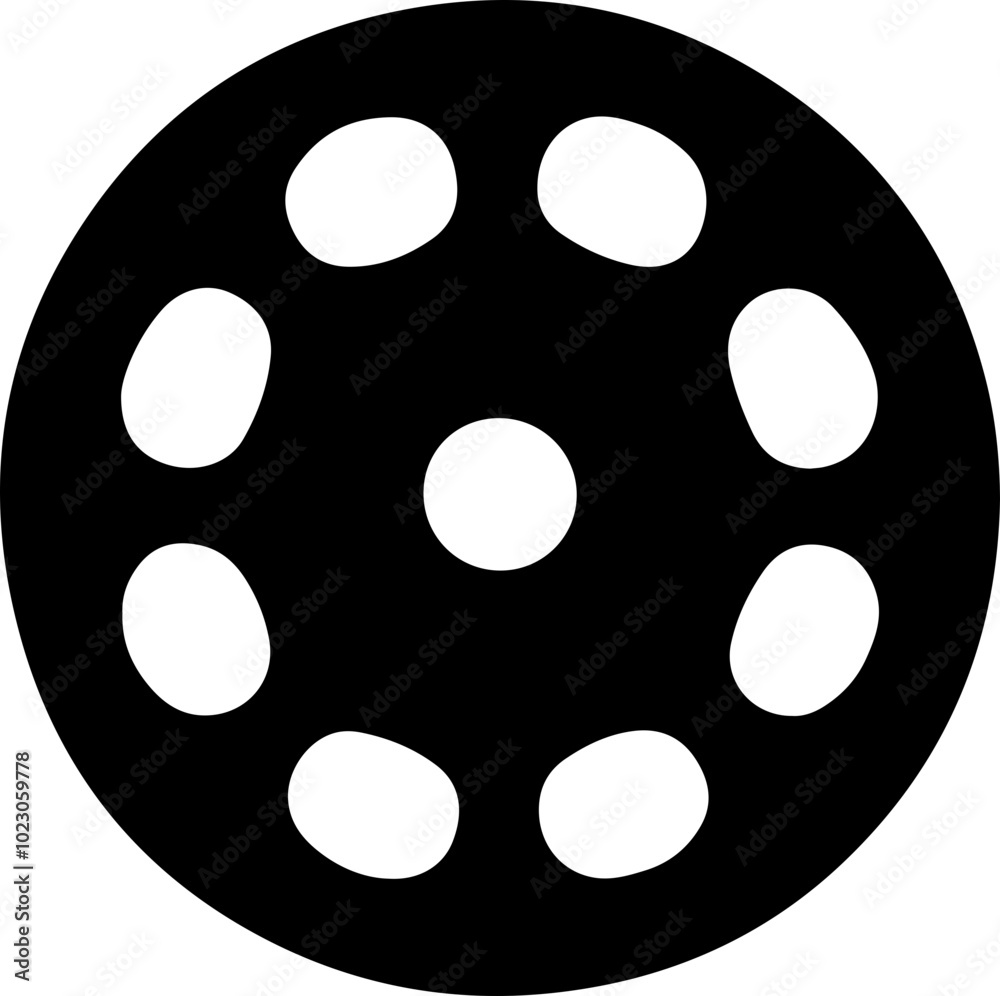 Stylized Vector Wheel Icon with Circular Cutouts Stylized Vector Wheel Icon with Circular Cutouts