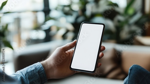 cell phone blank white screen mockup.hand holding texting using mobile on desk at office.background empty space for advertise.work people contact marketing business,technology