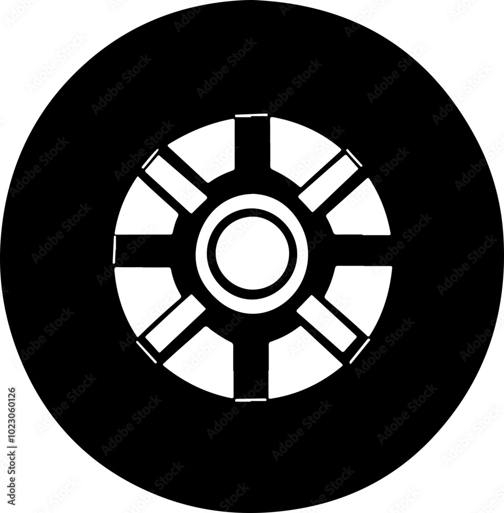 Fototapeta premium Minimalist Vector Life Preserver Icon on Black Background