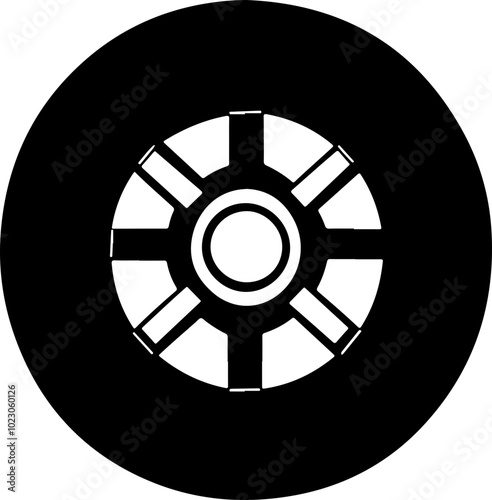 Minimalist Vector Life Preserver Icon on Black Background