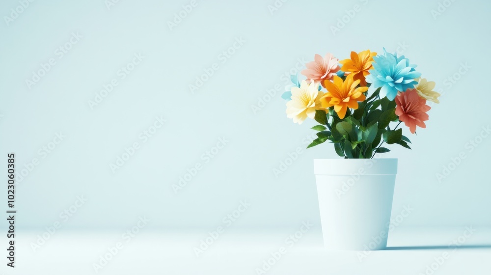 Colorful Flower Arrangement in a Bright Pot Colorful Flower Arrangement in a Bright Pot