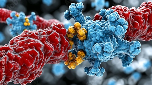 D Illustration of Protein Molecules Interacting photo