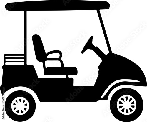 Silhouette of a Golf Cart in Vector Style