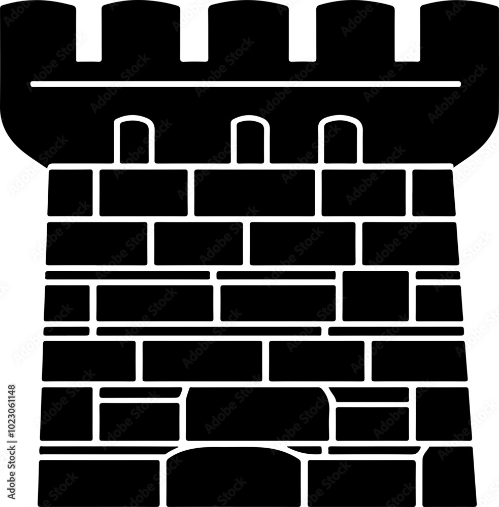 Simple Vector Castle Tower Design in Black and White Simple Vector Castle Tower Design in Black and White