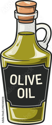 Vector Olive Oil Bottle with Cork Stopper Design