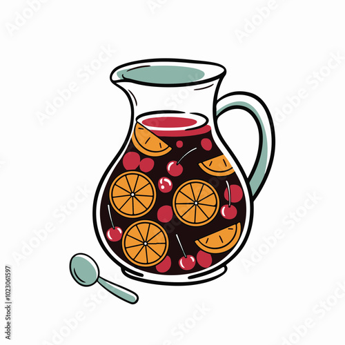 Colorful Pitcher of Fruit Punch in Vector Style