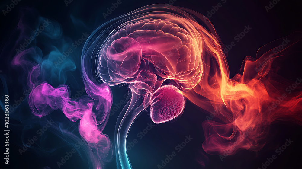 A colorful, ethereal depiction of a brain, represented by wisps of smoke, against a dark background. A colorful, ethereal depiction of a brain, represented by wisps of smoke, against a dark background.