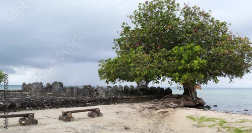 Landscape around the sacred place of Taputapuatea Marae, Raiatea, Society Islands, French Polynesia. photo