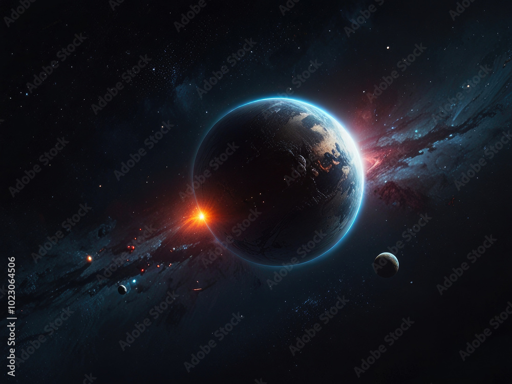 Obraz premium science Person on space and mood 