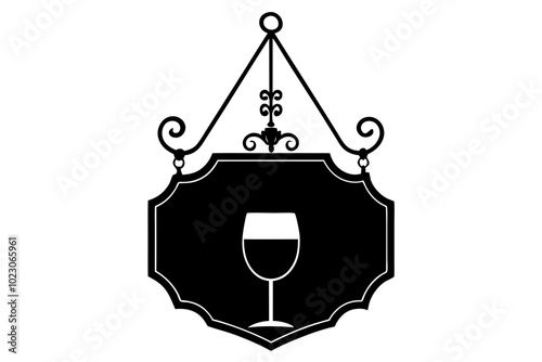 British Pub Sign Silhouette Vector Illustration Traditional Clipart