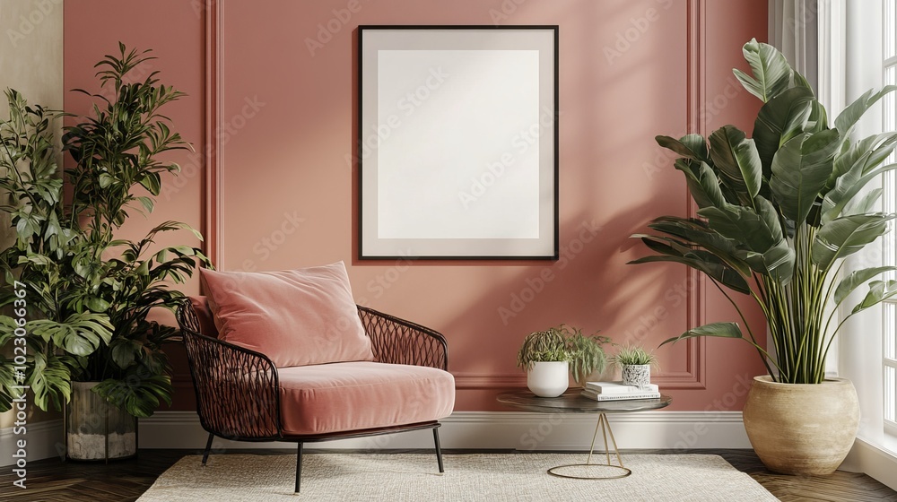 Naklejka premium Mock up interior wall art