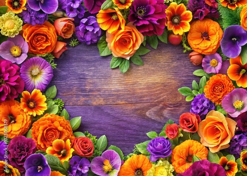 Elevate your Valentine's Day, Mother's Day, and anniversaries with a beautiful violet and orange border, adding warmth and affection to your special celebrations and moments. photo