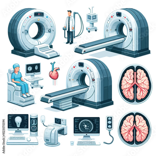 CT (Computed Tomography) Scanner set vector