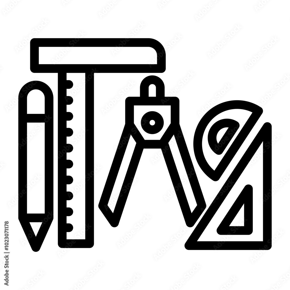 Drafting Tools Vector Design Icon Style Drafting Tools Vector Design Icon Style