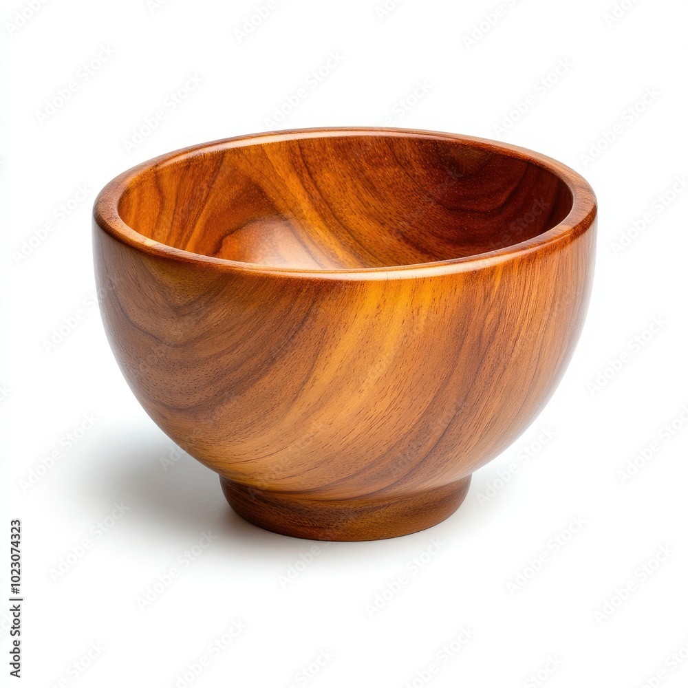 A beautifully crafted wooden bowl, showcasing rich grain patterns and a smooth finish, perfect for serving or decoration.