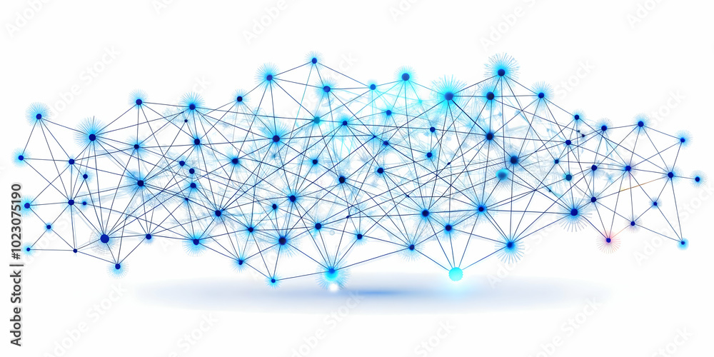 Flat Glowing Abstract Network with Interconnected Nodes Representing Financial Decisions in Simple Vector Style for Smart Business Management Flat Glowing Abstract Network with Interconnected Nodes Representing Financial Decisions in Simple Vector Style for Smart Business Management