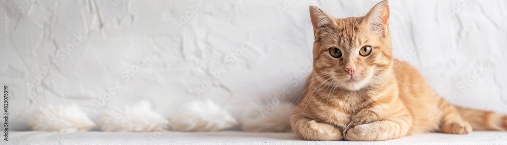 A charming ginger cat relaxing on a soft surface, showcasing its playful and curious personality in a cozy setting. A charming ginger cat relaxing on a soft surface, showcasing its playful and curious personality in a cozy setting.