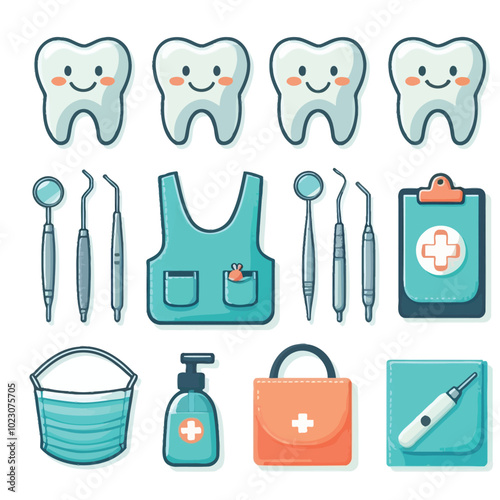 Dental Bib set vector illustration