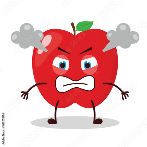cute furious expression of red apple cartoon character