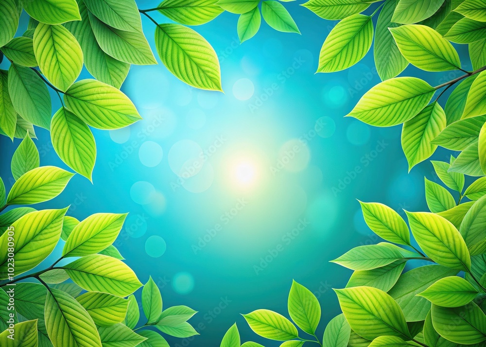 On a striking blue canvas, vibrant green leaves flourish, providing a perfect backdrop with generous space for your text and unique design elements. On a striking blue canvas, vibrant green leaves flourish, providing a perfect backdrop with generous space for your text and unique design elements.