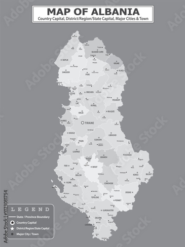 European Country Geography Political map. Political map of country with capital, province or state capital, major cities and town.