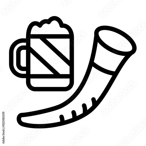 Beer Filled Horn Vector Design Icon Style