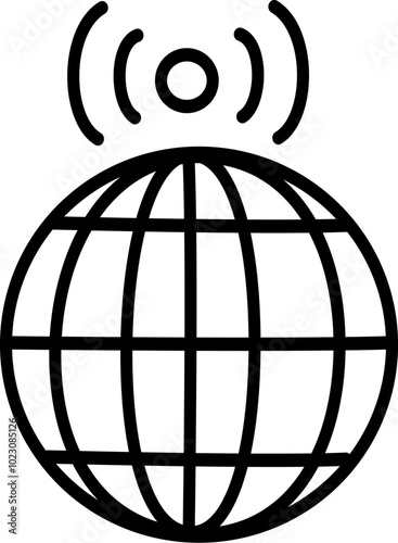 Global wireless internet connection icon.  World wifi network signal  vector icon. Replaceable vector design.