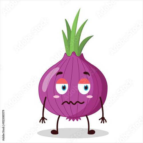 cute nope expression of red onion cartoon character