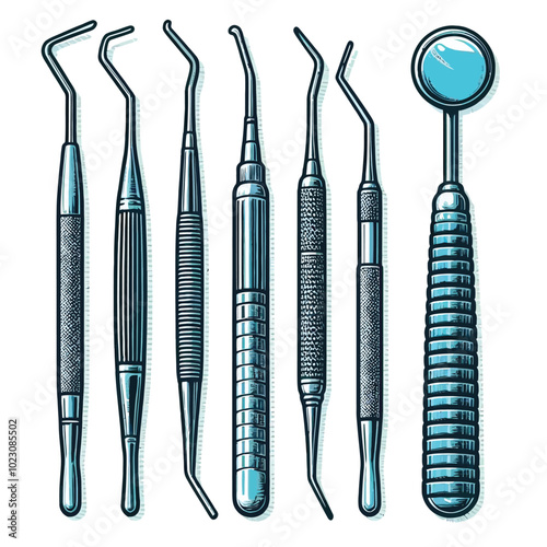 Dental Curette set vector illustration