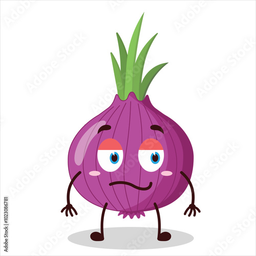 cute silent expression of red onion cartoon character