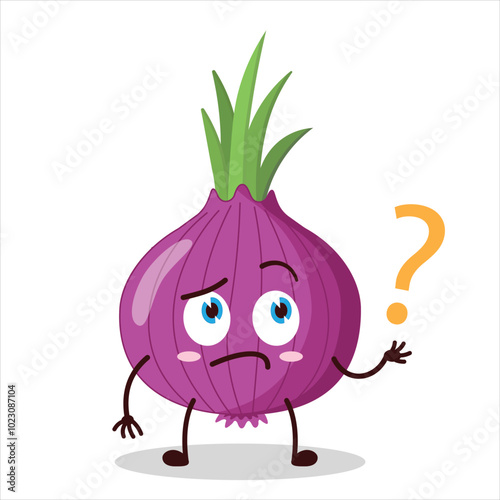 cute curious expression of red onion cartoon character