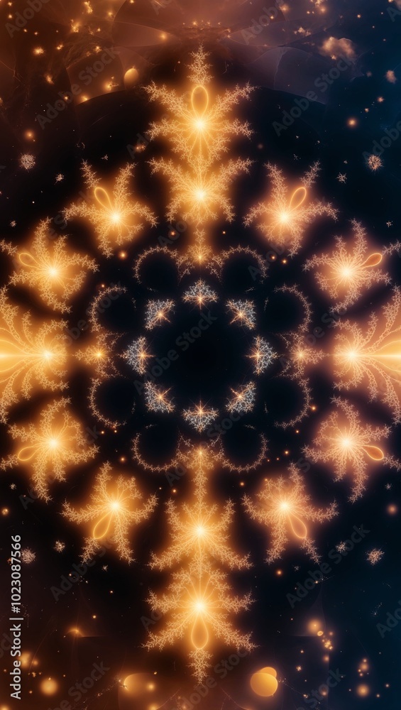 Digital fractal patterns with glowing particles background for invitation or card screensaver Digital fractal patterns with glowing particles background for invitation or card screensaver