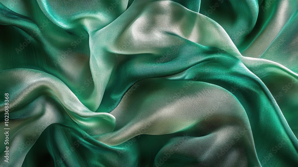 Fototapeta premium The Elegant Green Silk Fabric