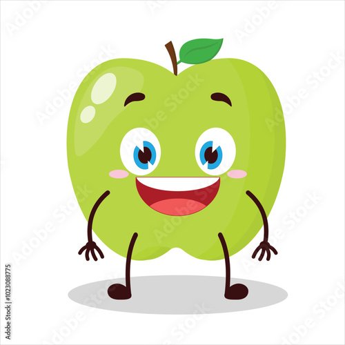 cute happy expression of green apple cartoon character
