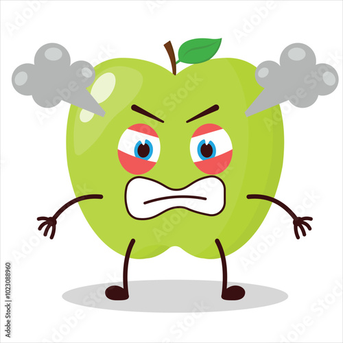 cute furious expression of green apple cartoon character