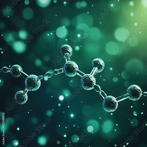 a peptide against deep green glowing background