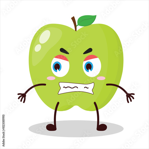 cute angry expression of green apple cartoon character