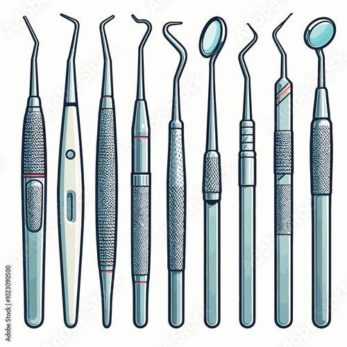 Dental Curette set vector illustration