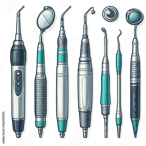 Dental Drill (Handpiece) set vector illustration