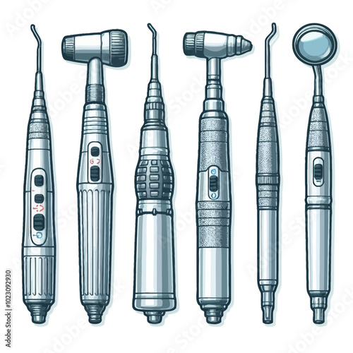 Dental Drill (Handpiece) set vector illustration