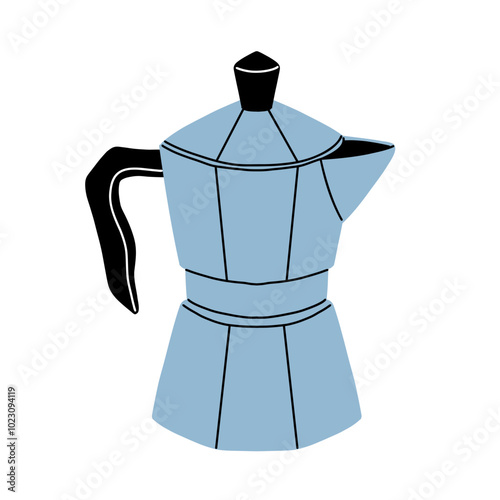 Coffee makers. French press filter and cezve for turkish coffee, chemex, moka pot. Cafe or bakery equipment for morning energy hot drinks, Flat cartoon vector set.