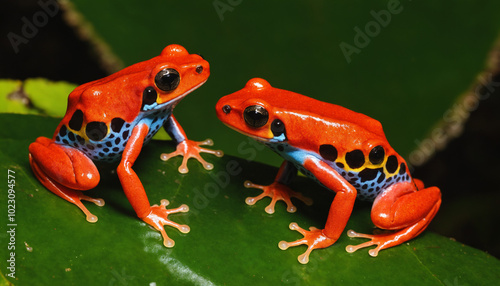 Wallpaper Mural A pair of strawberry poison-dart frogs engaged in a mating ritual. Torontodigital.ca